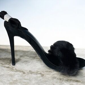 Good American Elegant Fluff Wrap Heeled Sandals